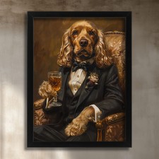 Cocker Spaniel Wall Art Gentleman Dog Portrait Vintage Dog Art Print Dog Gift
