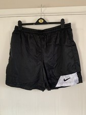 Vintage Nike Satin Nylon Boxing Soccer Shorts Black White Large Lining GC