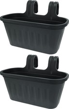 2 x Large Grey Hanging Planter