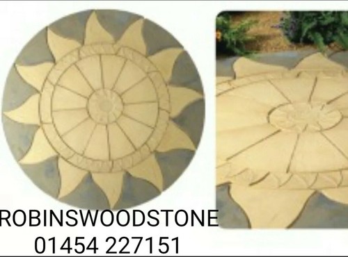 Stone concrete circle patio - concrete,