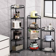 Black Metal Foldable Collapsible Free Floor Standing Corner Shelf Rack Storage