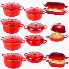 Enamelled Cast Iron Dutch Oven Casserole Bread Pot & Loaf Pan With Lid