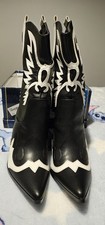 Sergio Todzi Western Heel Boots Black White Womens Size EU 36 UK 3