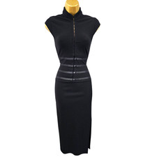 Karen Millen 14 UK Vintage Black Cheongsam Geisha Oriental Chinese Pencil Dress