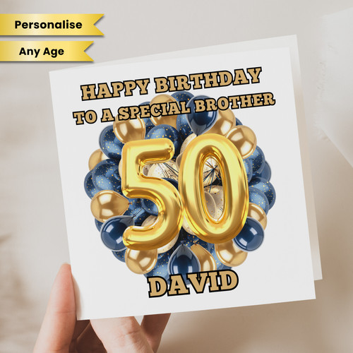 Brother 50th birthday card - brother, for