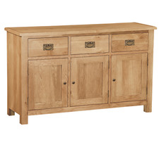 Baysdale Rustic Oak Large Sideboard – 3 Door 3 Drawer Storage Cabinet 130cm