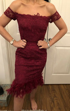Lipsy Feather Bodycon Burgundy