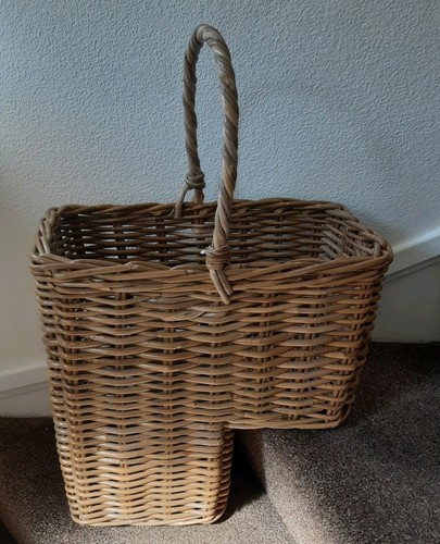 Woven wicker stair basket - wicker,