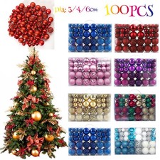 100Pcs Large Christmas Baubles Xmas Tree Balls Decor Party Wedding Ornament Gift