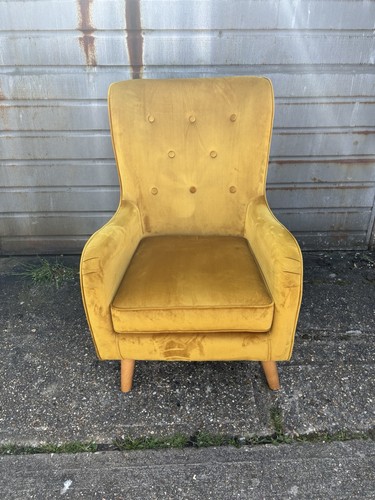 Mustard yellow velvet - yellow, armchair