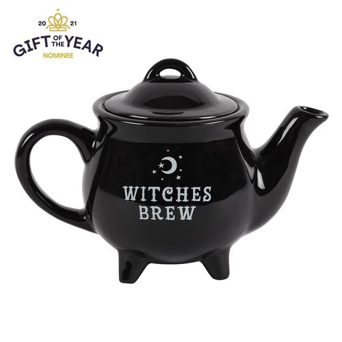 Black cauldron teapot ceramic - cauldron,
