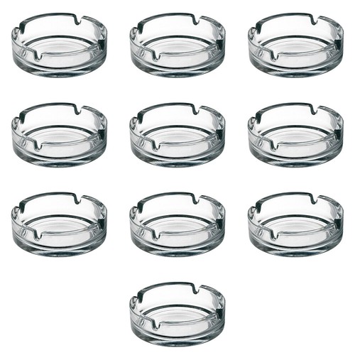 Clear glass ashtray round - glass,