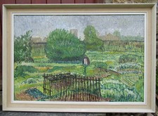 Large Mid Century Allotments Van Gogh Style Impasto Oil Painting Signed Framed