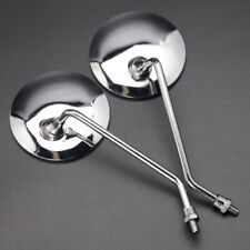 2x Universal 10mm Motorcycle Rearview Side Wing Mirrors Motorbike Chrome Round