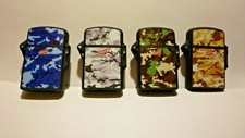LIGHTER PROF CAMOUFLAGE WINDPROOF BLUE TURBO JET FLAME REFILLABLE  4   STYLES