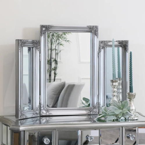 Ornate vintage silver triple - ornate,