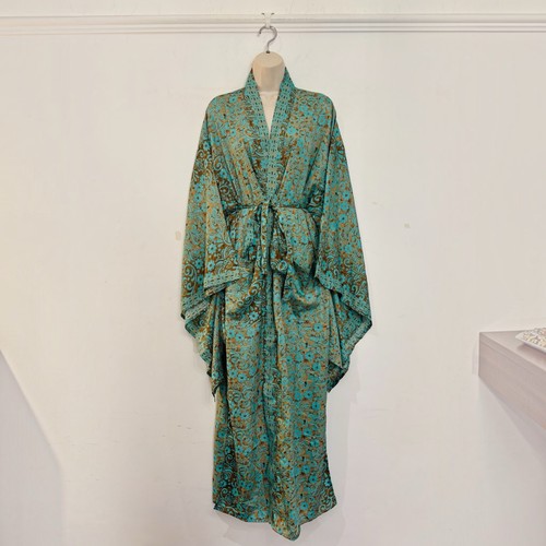 Long kimono robe - kimono, turquoise