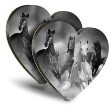 2x Heart MDF Coasters - BW -