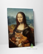FUNNY MONA LISA & CAT Canvas Art Wall Art Abstract Print Picture Decor.--D526