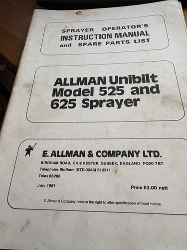 Allman sprayer model - sprayer, 525&625