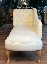 Stuart Jones Athens Chaise Longue Cream Button Back light wood Legs 