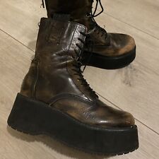 ASH Combat Distressed Platform Ankle Boots Size EU.38