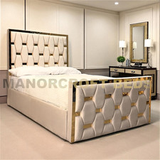 Royal Posh Luxury Hexa Gold Stripe Bed With/Without Ottoman Gas Lift Storage Bed