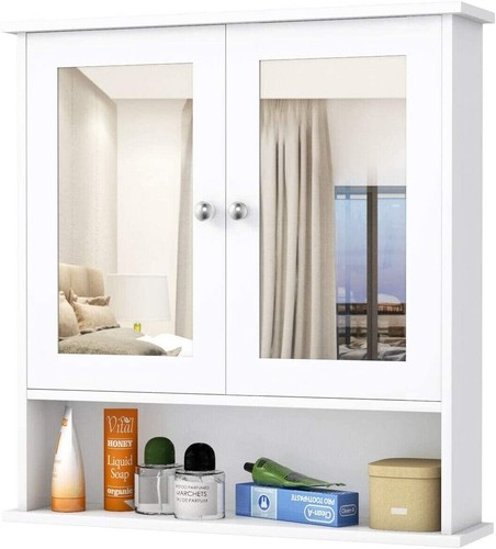 White wooden mirror - white, door