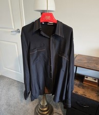 STEFANO RICCI Park Lane Collection 100% SILK Shirt LOGO Size 16.5 Us 42 Uk xl