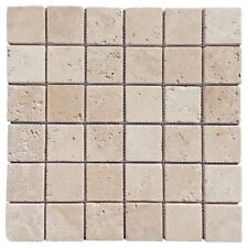 Sample of Tumbled Classic Light Travertine Mosaic Tiles 48 x 48 mm