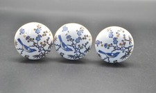 WHITE BLUE BIRD KNOBS CERAMIC