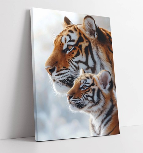 Majestic tiger and cub - majestic, -framed