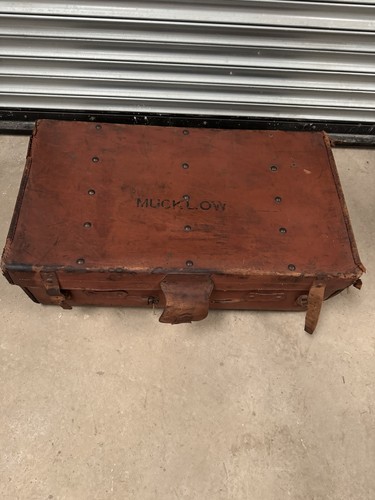 Antique large leather steamer - large,