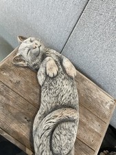 Stretching Lazy Cat Statue - Garden Ornament  - Hand Cast