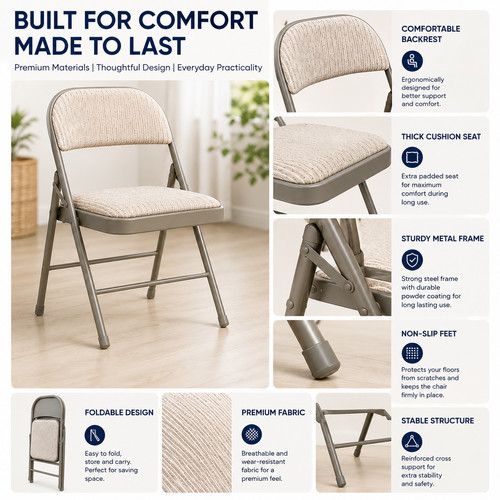 Metal folding chair high - high, back