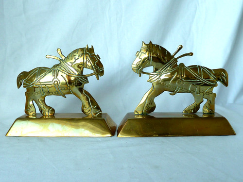 Pair victorian brass - pair,