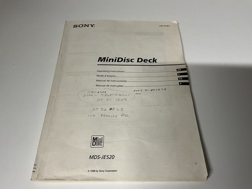 Sony minidisc deck mds - sony,