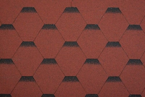 Red black hexagonal roofing - red,