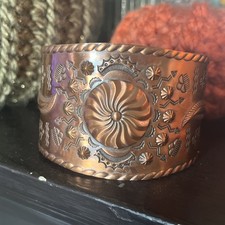 Vintage Native American Navajo Copper Thunderbird Cuff Bracelet
