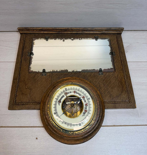 Vintage oak wall barometer - oak,