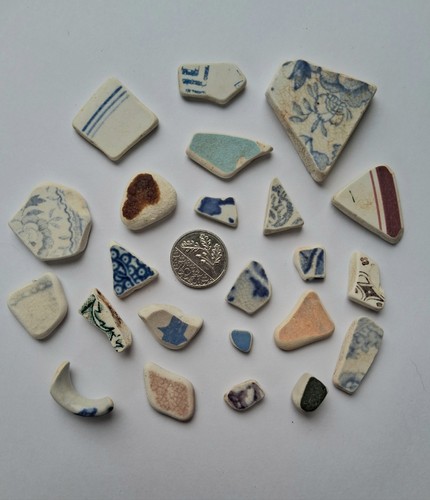 Sea tumbled pottery pieces - sea,