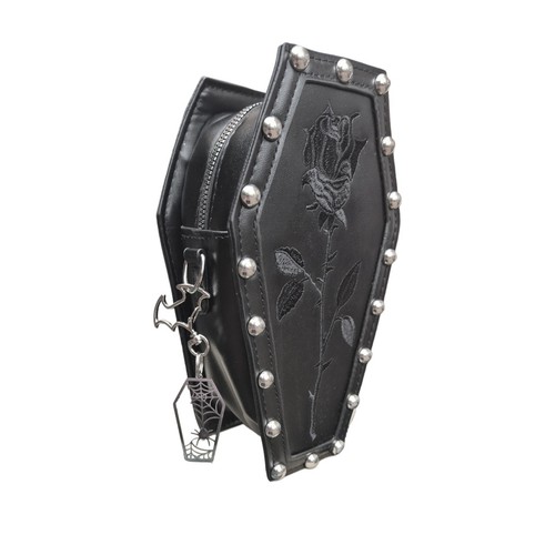 Goth rose coffin bat charm - goth,