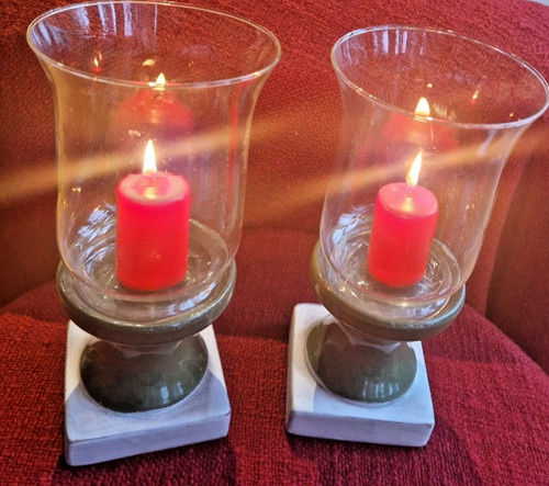 Pair glass hurricane - glass,