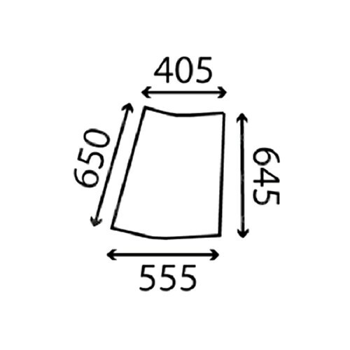 Rear corner curved - r/h, glass