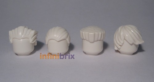 Lego white male hair pieces - 4x,