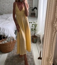 Zara Yellow Flowing Midi Dress