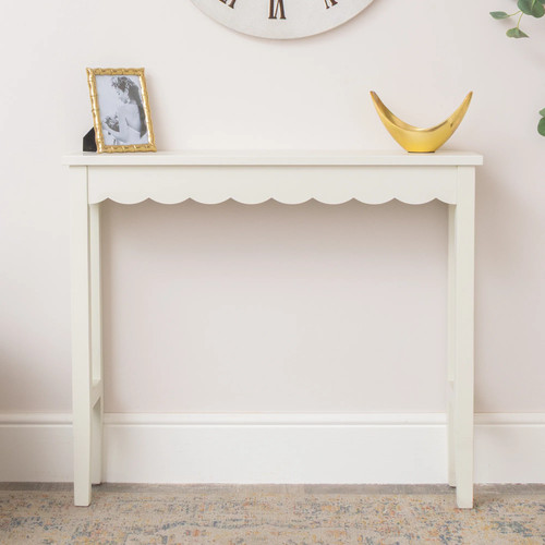 Ivory scalloped console table - scalloped,