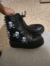 uk 6 lamoda spike creeper boots punk killstar demonia new rock black skull metal