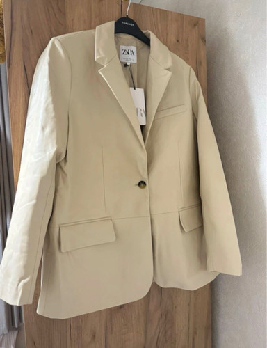 Zara beige faux leather - leather, blazer