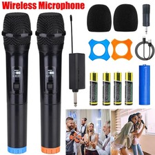 2x Wireless Microphone Professional Handheld Mic System + Receiver Karaoke UK